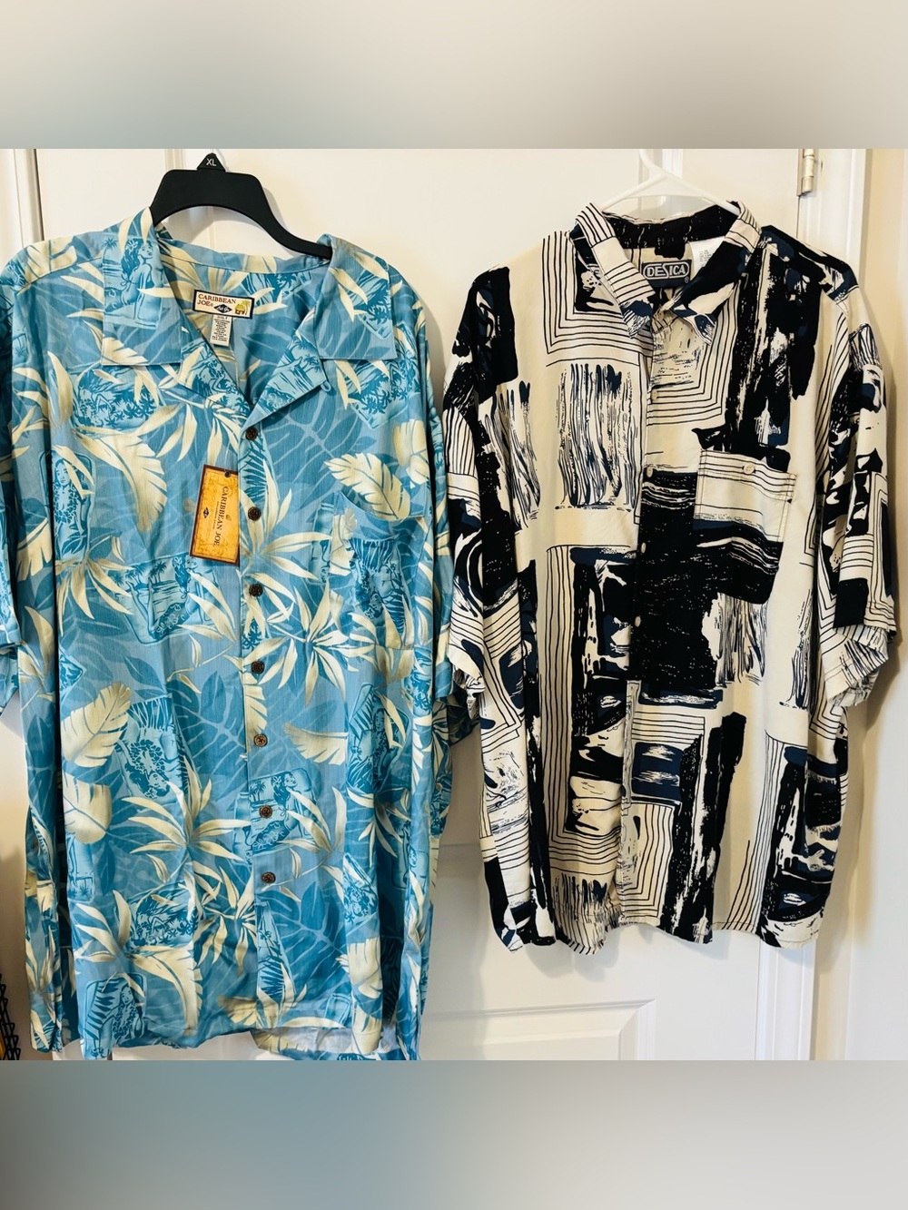 Caribbean Joe Blue Floral Hawaiian Camp Shirt Size 3XLT NWT & DESICA 3XL EUC